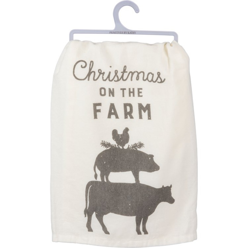 Farmhouse Dish Towel - Christmas On The Farm ranch